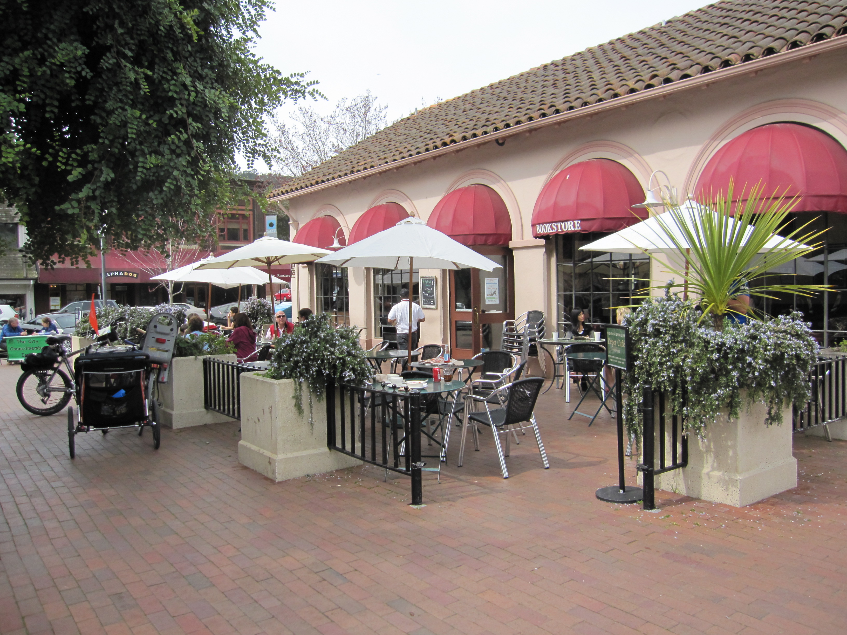 The patio at The Depot Cafe on the Plaza in Mill Valley, by Kelley Eling, Marin County Realtor