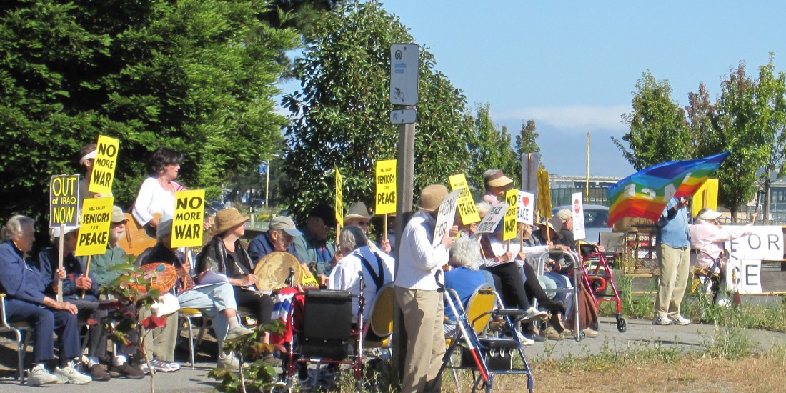Seniors Protesting Outside The Redwoods Retirement Home in Mill Valley by Kelley Eling, Marin County Realtor